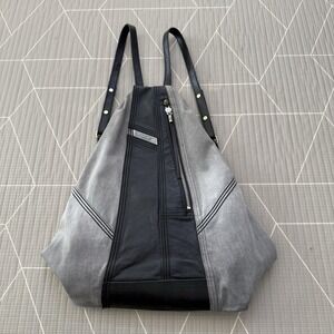 Diesel Y2K Backpack Gray w/ Black Leather Accents Luxury Stylish Casual Studded